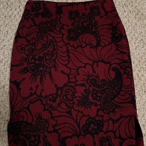 Loft red/maroon and black skirt